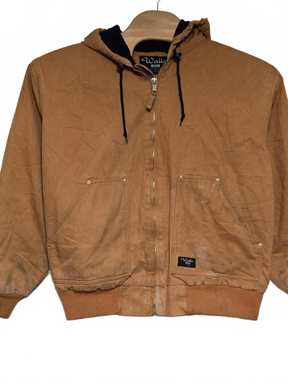 Vintage Walls Workwear Jacket XL Mens Tan Canvas Hooded Active Chore